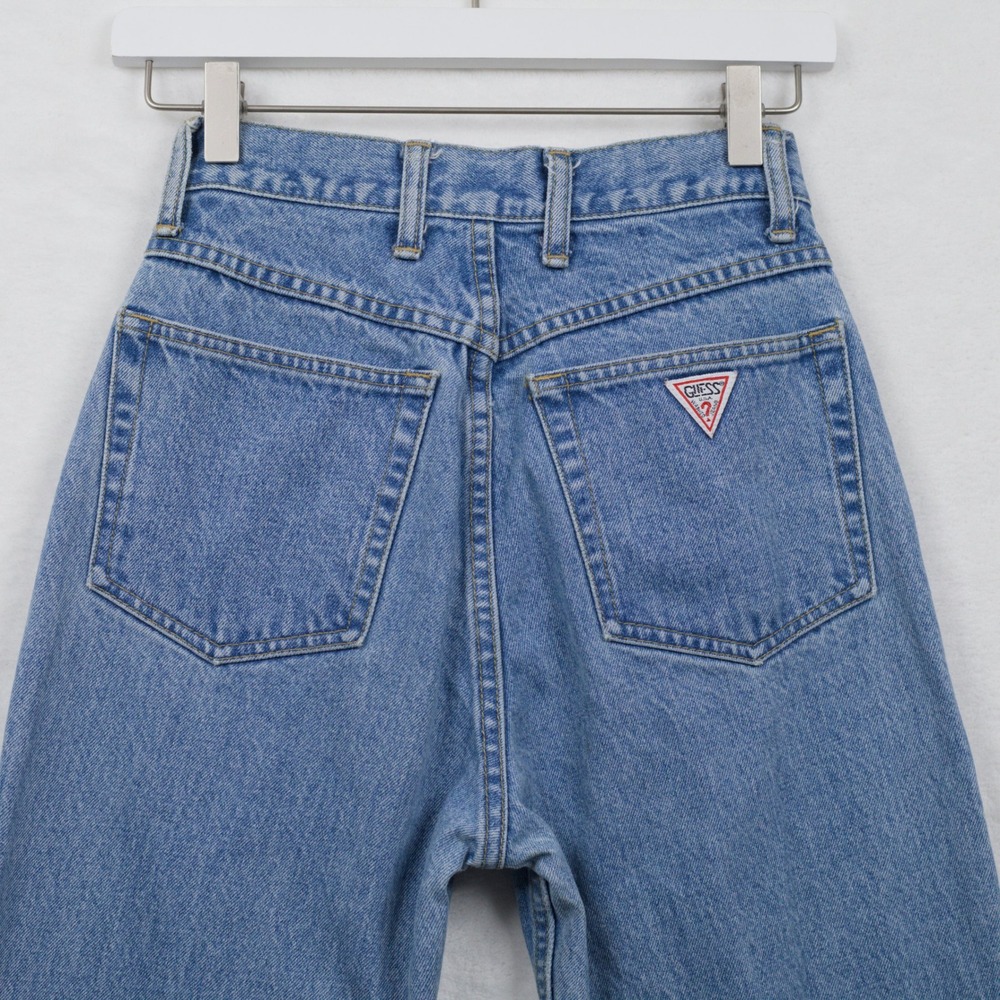 GUESS Vintage 90s High Waisted Tapered Ankle Zip Denim Jeans Blue Sz 27